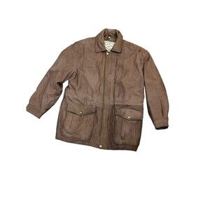 VTG Pelle Sport Jacket Coat Mens Large Brown Suede Leather Heavy Flannel Lined